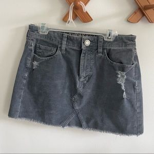 Distressed corduroy skirt